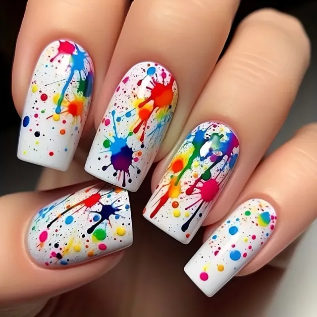 Wear Colored Ink Polka Dots Personality Fashion Nail Tips Jelly Glue Style - Shop at LoveMi