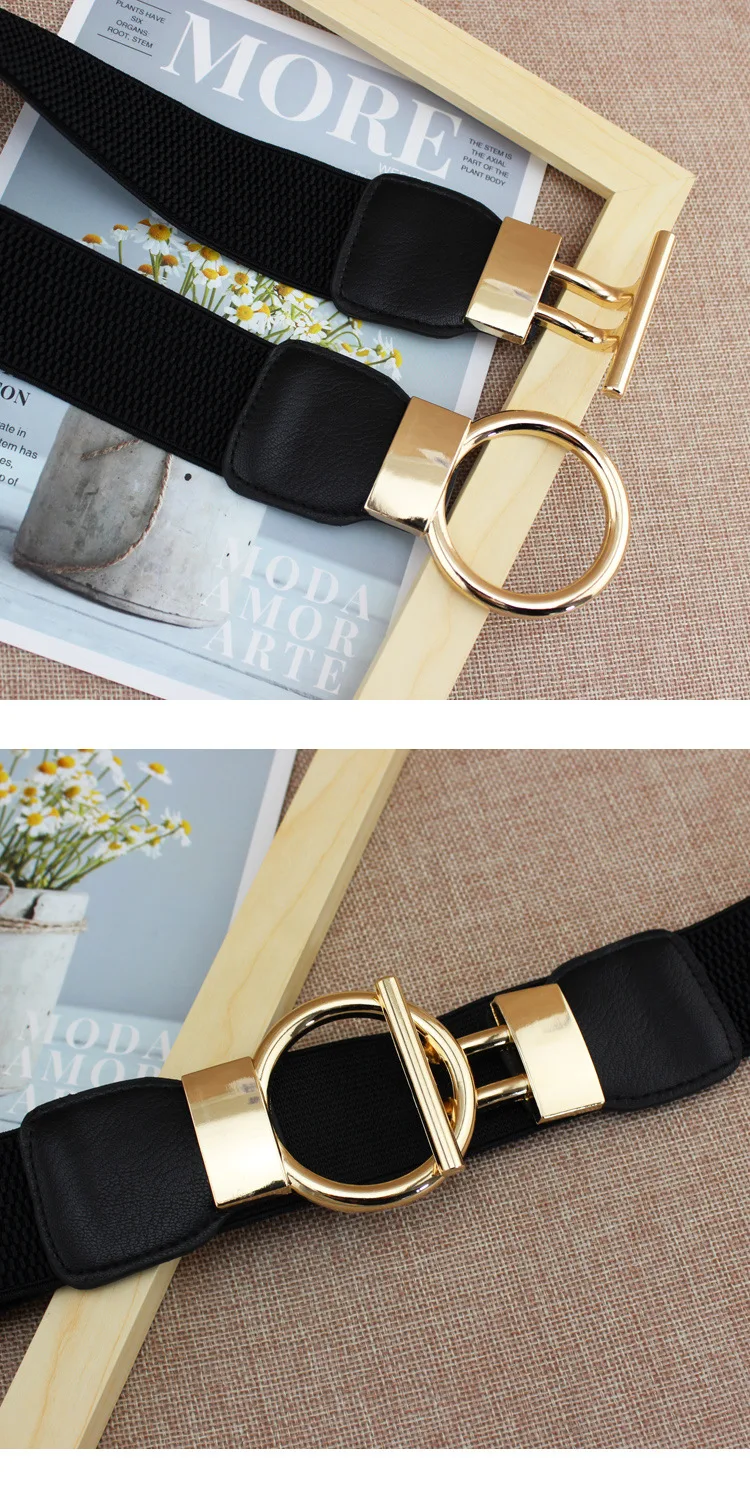 Title 4, Womens Decorative Belt With Gold Round Button