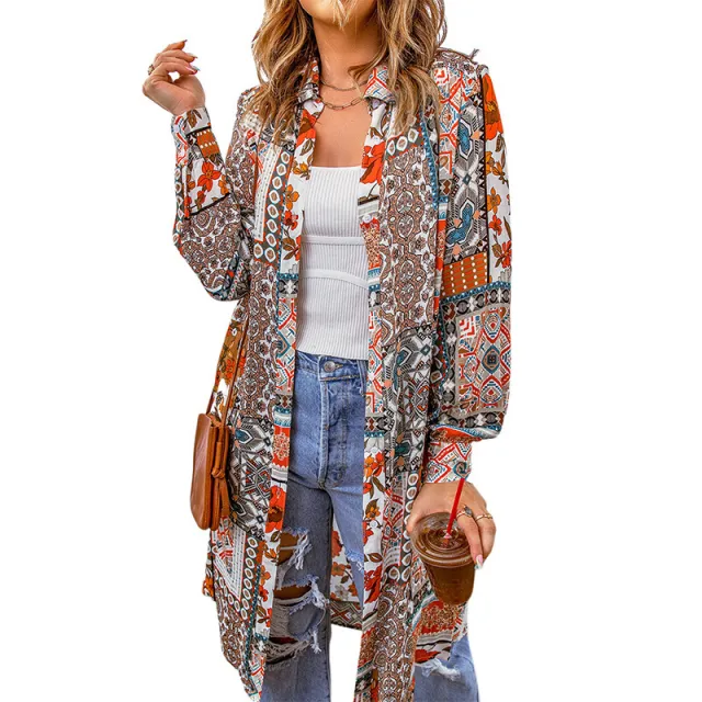 Bohemian Shirt Lapel Loose Casual Color - Shop at LoveMi