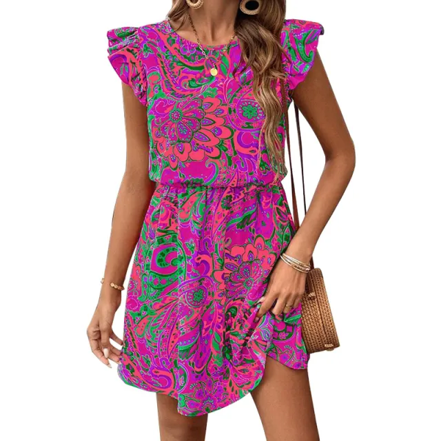 Dress European And American Ruffle Sleeve Slim Fit A Line Dress Midi Dress Color - Shop at LoveMi