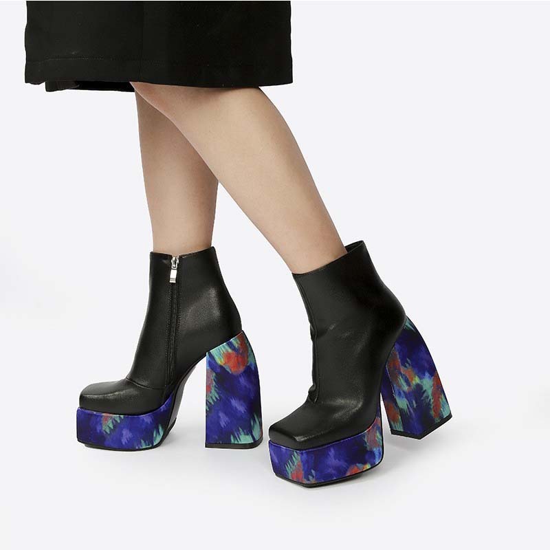 Womens High-Heeled Leather Fashion Boots