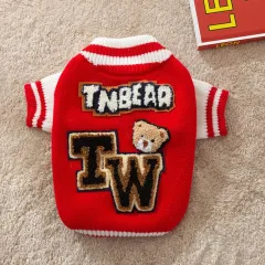 Dog Clothes Rabbit Sweater Small Puppies Teddy - Red Bear Baseball - View 1