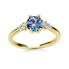 Women's Simple Fashion Colour Changing Stone Ring - Yellow Gold - View 1