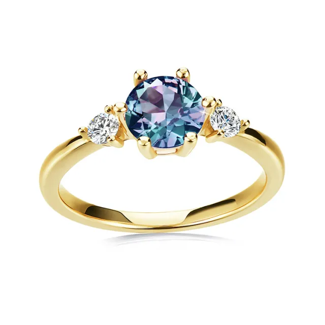 Women's Simple Fashion Color Changing Stone Ring Yellow Gold - Shop at LoveMi