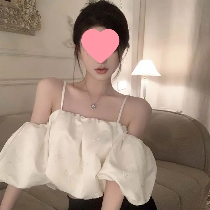 Sexy Off-shoulder Puff-sleeve Tea-length Strap Dress