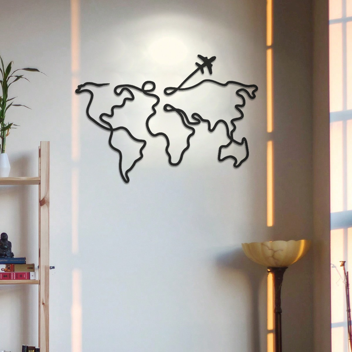 Metal Art Decor Creative Ironwork Airplane Map Ornament