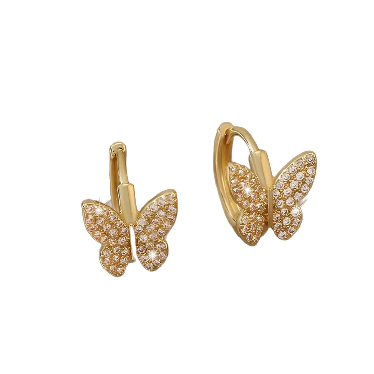 Fashion Copper Inlaid Zirconium Butterfly Ear Ring Niche