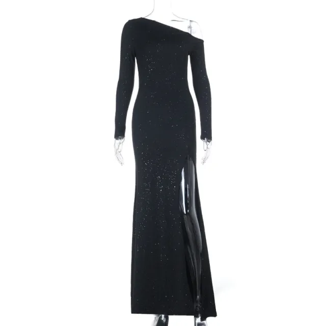 Mesh Sequin embellished Long sleeve Split Dress Black - Shop at LoveMi