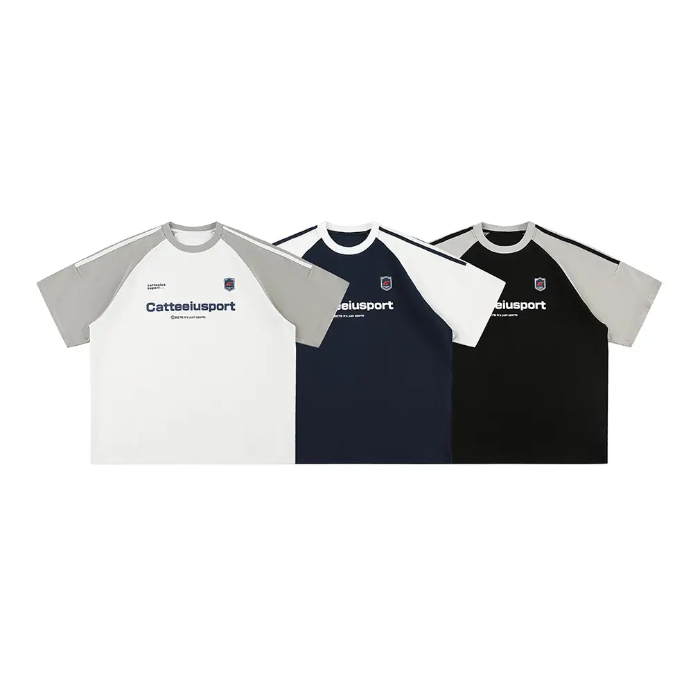 Heavy Cotton Short-sleeved Men's T-shirt Letter Printed Round Neck All-matching
