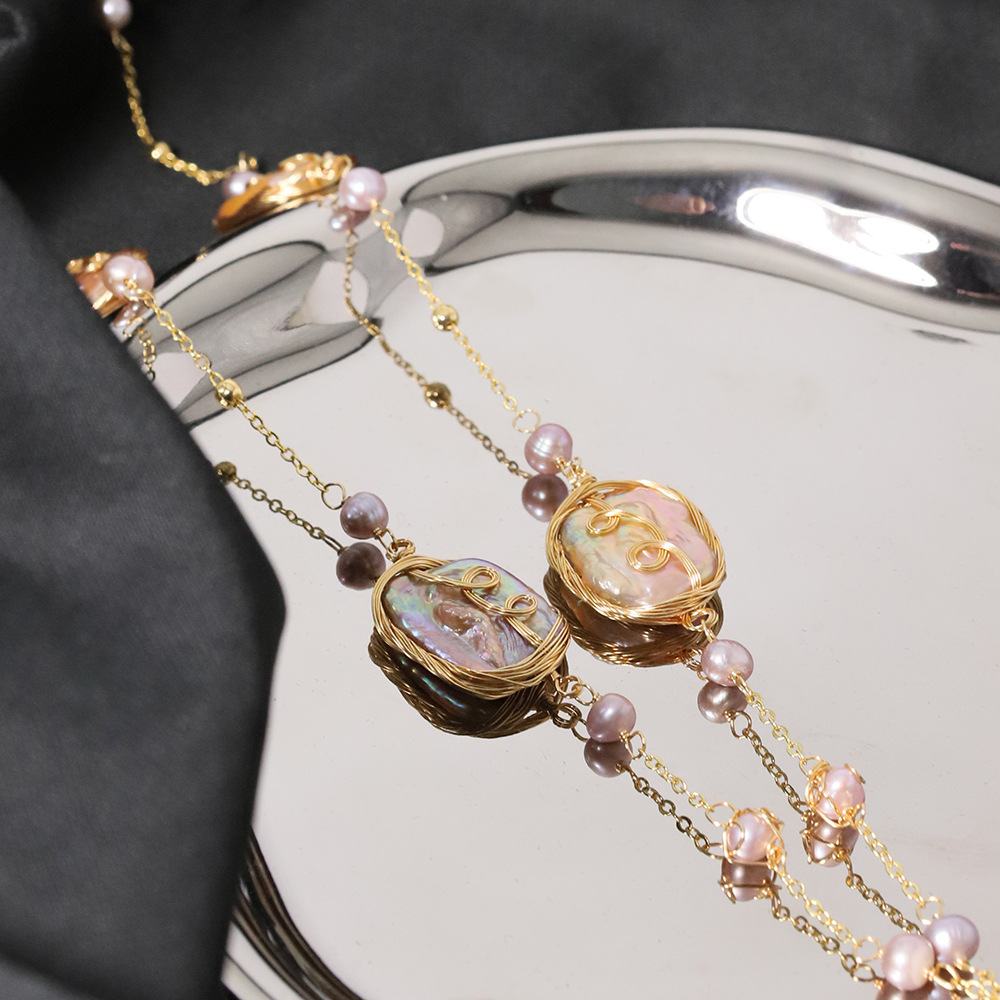 Natural Irregular-Shaped Vintage Freshwater Pearl Necklace For WomenVersatile And Timeless - Jewelry & Watches