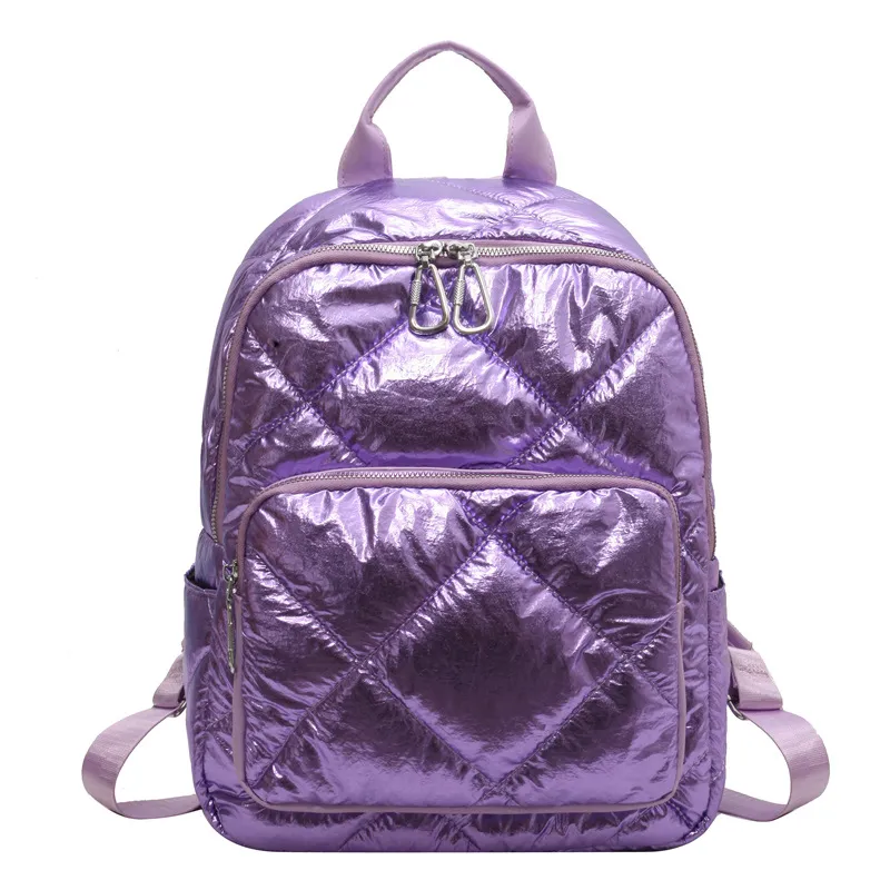 Embroidery Thread Backpack Girls Shopping Korean Simple All-match Cotton - Purple