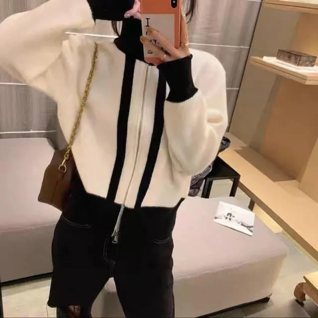 Women's Loose Temperament Korean style Stand Collar Cardigan Beige - Shop at LoveMi