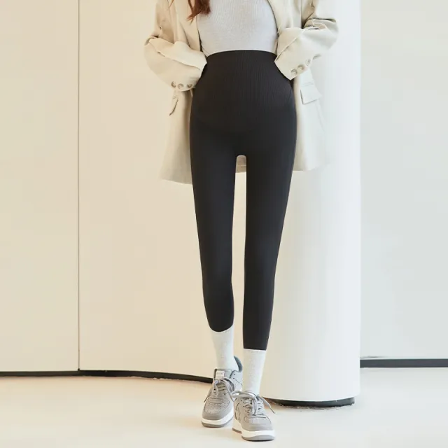 Fleece lined High waist Belly Supporting Pants Casual Thick Autumn And Winter New Shark Maternity Pants Black - Shop at LoveMi