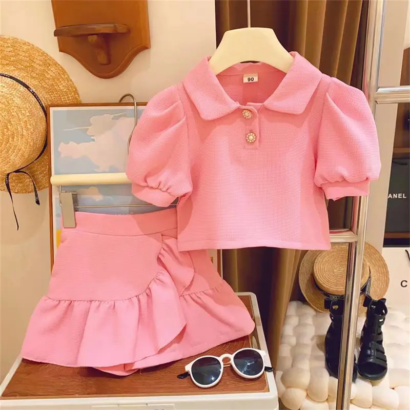 Waffle Bubble Lapel Short Sleeve Western Style