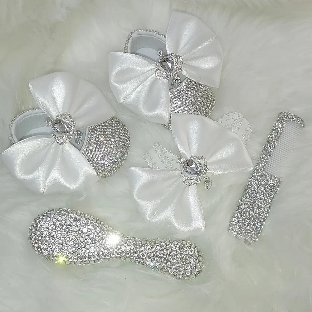 Handmade Bowknot Rhinestone Baby Girl Shoes Hair