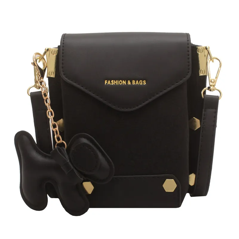 One Shoulder Crossbody Coin Purse Simple - Black