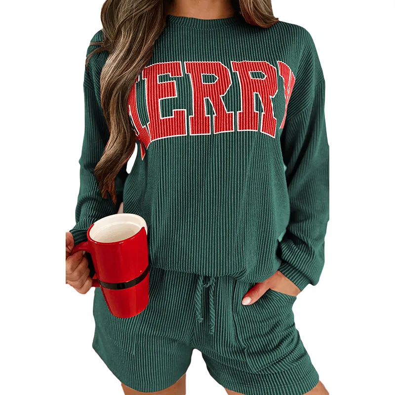 Multi-pocket Long Sleeve Two-piece Set Personalized Letter Print Casual Suit - P2509Color