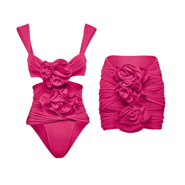 Lady's Flower Beach Hot One piece Swimsuit Pink Suit - Shop at LoveMi