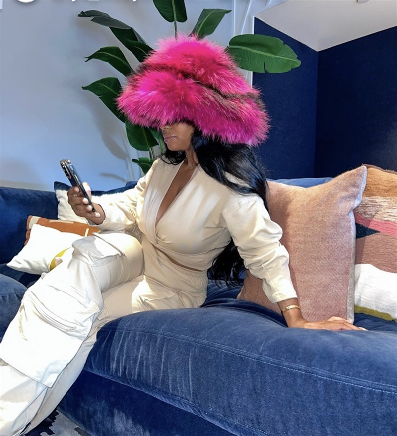 Warm Environmental Protection Fur Raccoon Fur Thickened Autumn And Winter Personalized Punk Hat