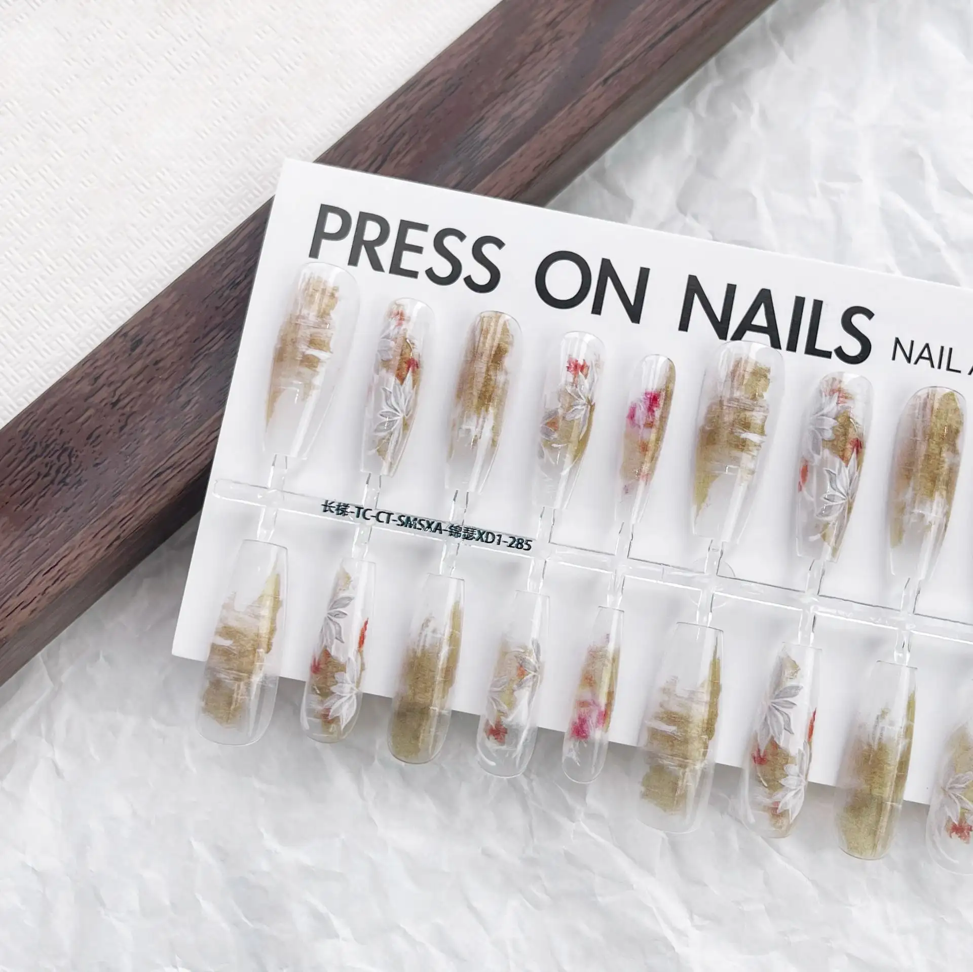 New Chinese Style Gradient Coloring Wind Wear Prefabricated Nail Tip Long Ladder