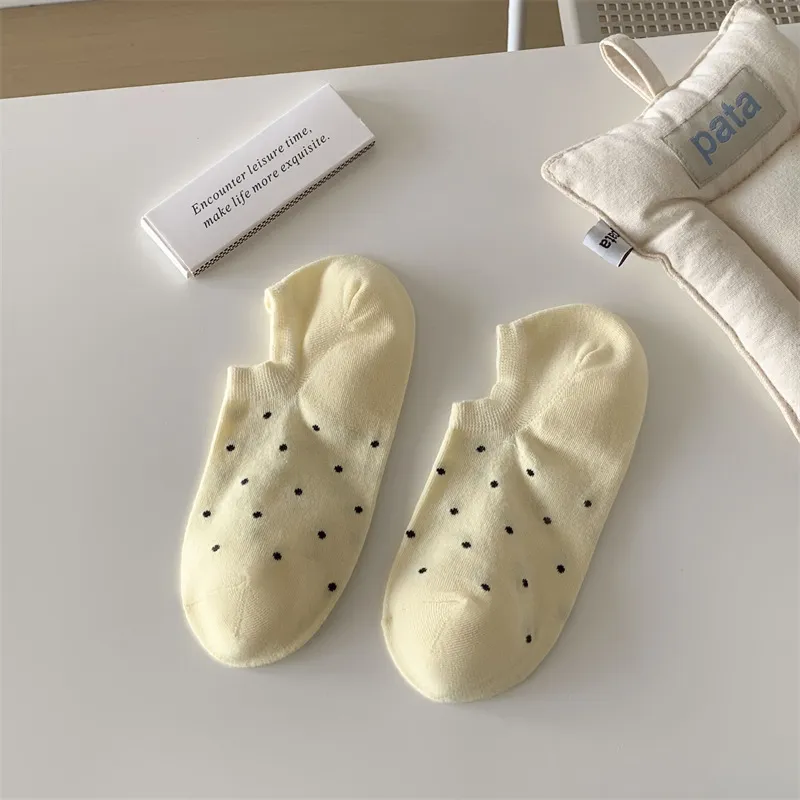 Dot Women's Low-cut Liners Socks Invisible - Custard Ankle Socks