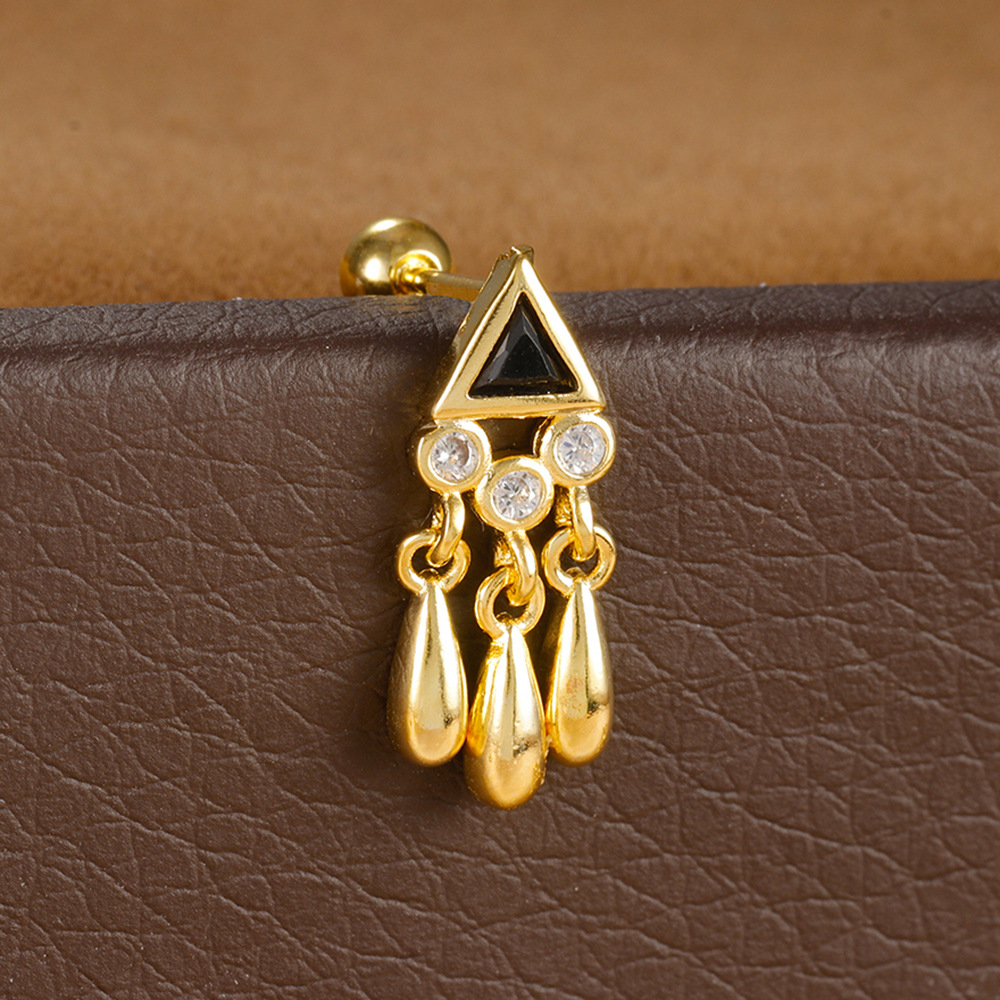 Mini Triangle Fringed Zircon Spiral Cartilage Stud Earrings