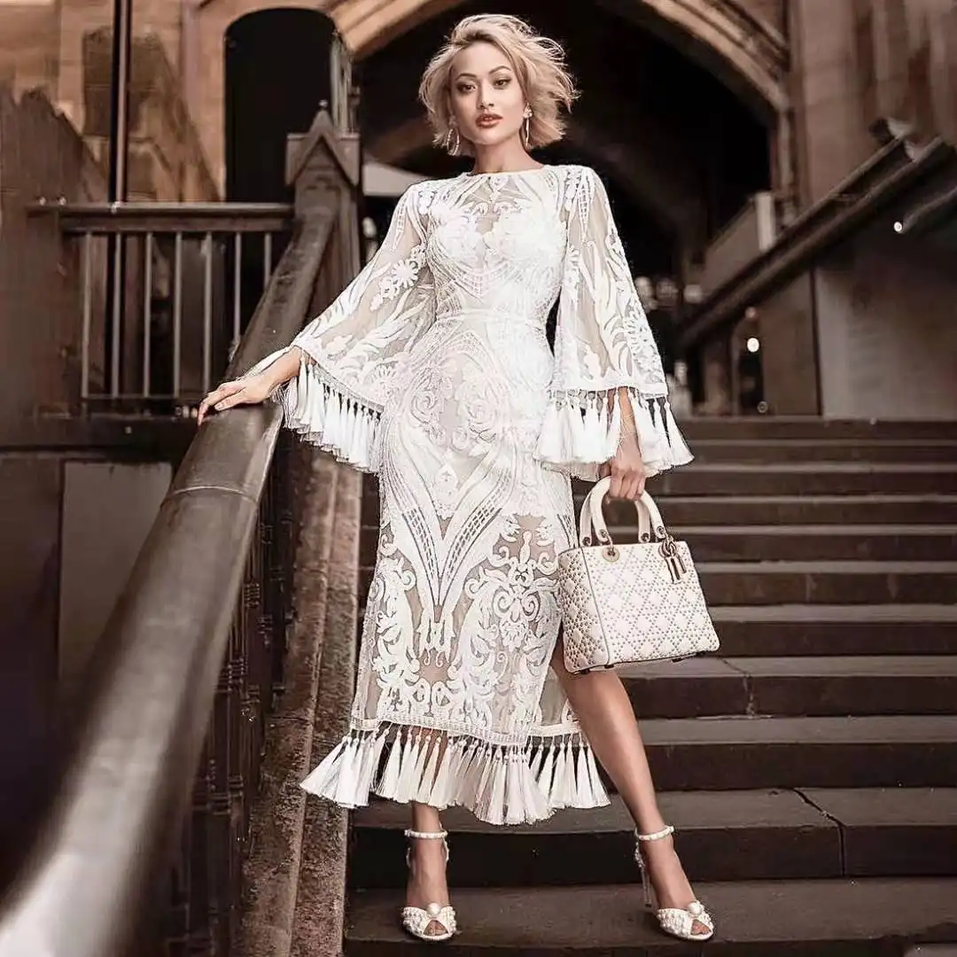 Women's Embroidered Dress Tassel Lace