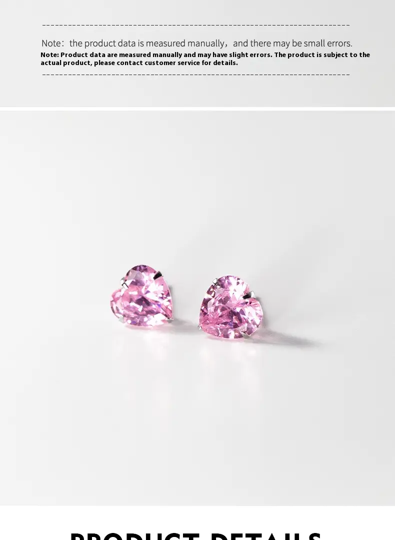 S925 Loving Heart In Sterling Silver Rhinestone Ear Studs Ornament