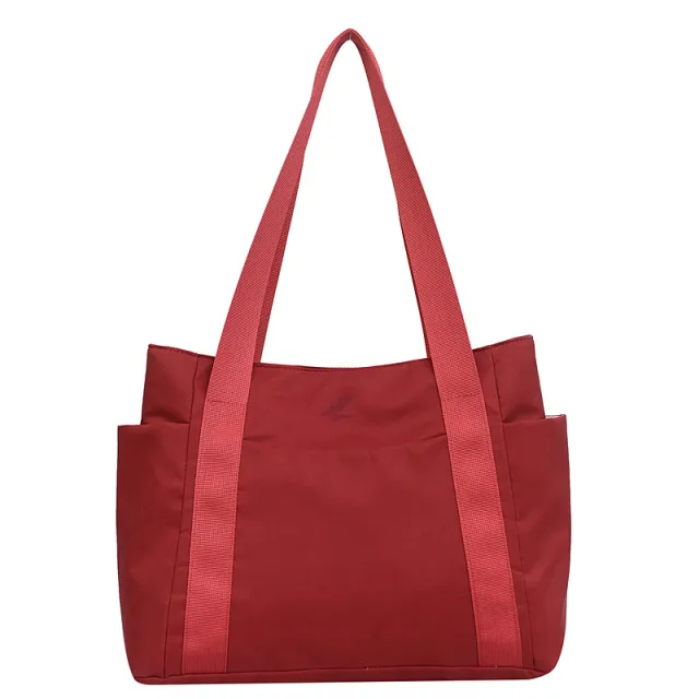 New Japanese Style Solid Color Tote Bag Shoulder Bag Casual Simple Canvas Handbag Red - Shop at LoveMi