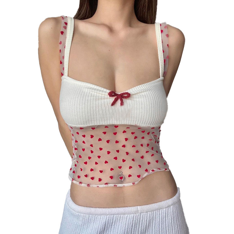 Women's Bowknot Slightly Transparent Suspender Top