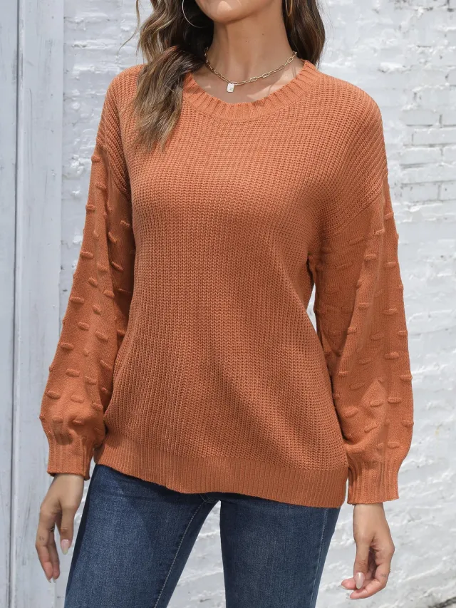 Women's Pullover Woven Sweater Autumn And Winter New Bottoming Shirt Solid Color Casual Sweater Brown - Shop at LoveMi