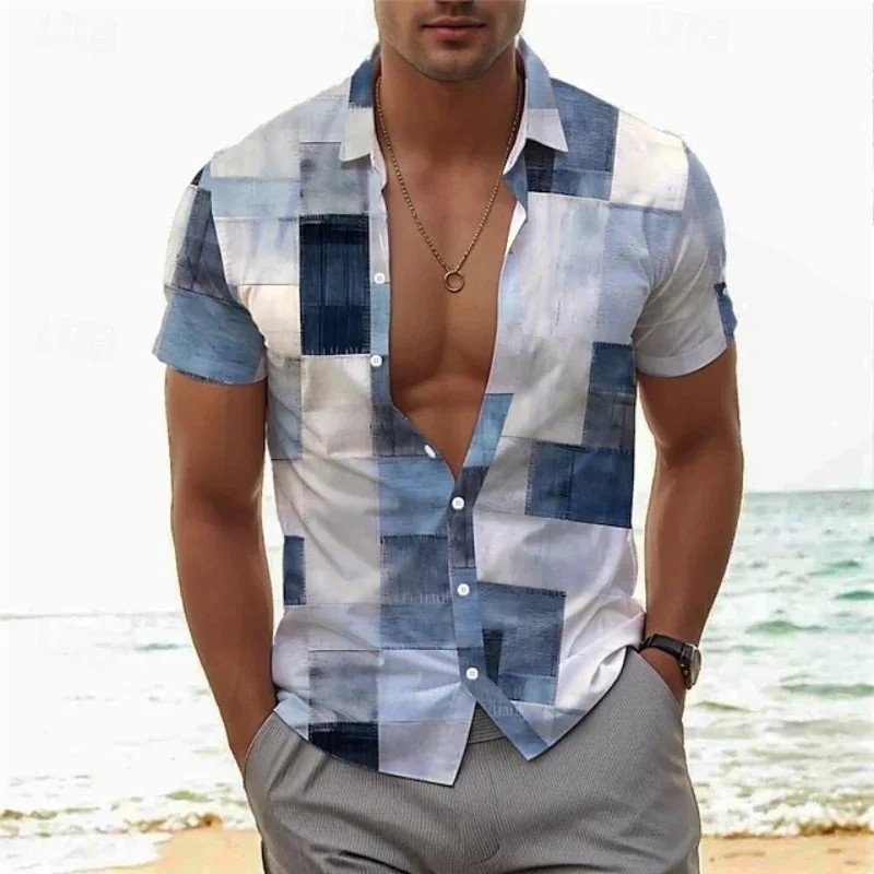 4-Way Stretch Retro 3 D Floral Men’s Short Sleeve Shirt 4-Way Stretch Retro 3 D Floral Men’s Short Sleeve Shirt