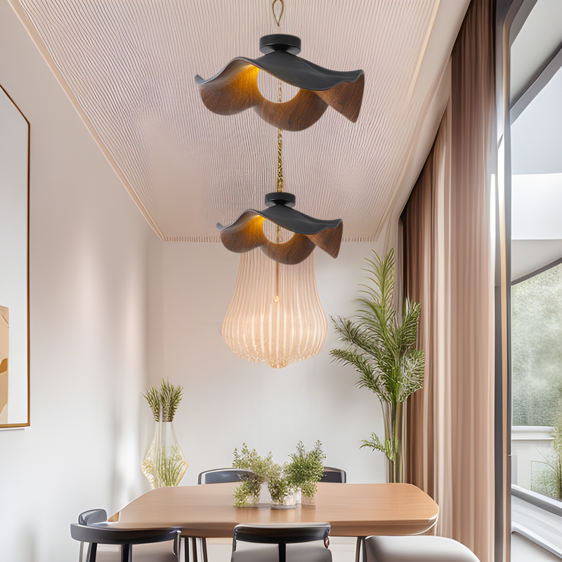 Lotus Leaf Dining-room Lamp Log Pattern Chandelier