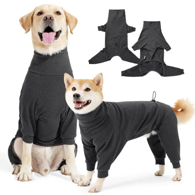Dog Four legged Clothes High Collar Warm Cold proof Polar Fleece Dog Clothes Dark Gray - Shop at LoveMi