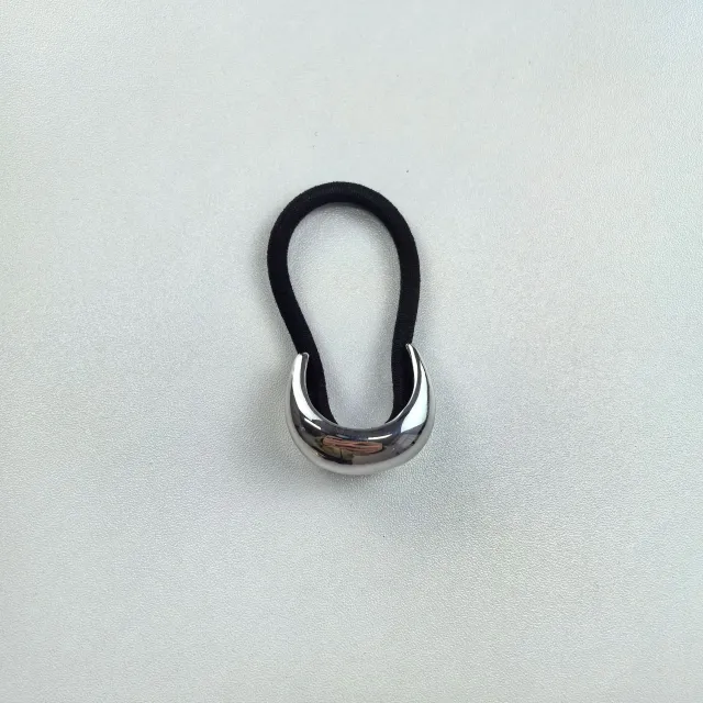 U shaped Alloy Rope High Sense Ponytail Hair Ring Silver Little Dome - Shop at LoveMi