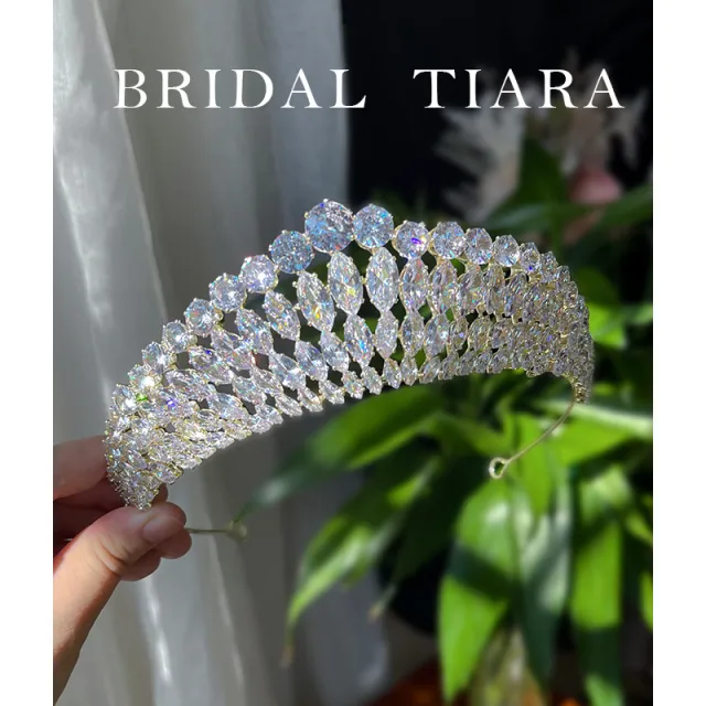 Full Diamond Super Flash Zircon Crown Headdress Queen Headband Gold - Shop at LoveMi