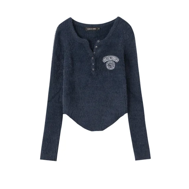 Gentle Soft Glutinous Autumn And Winter Long Sleeves Sweater Sapphire Blue - Shop at LoveMi