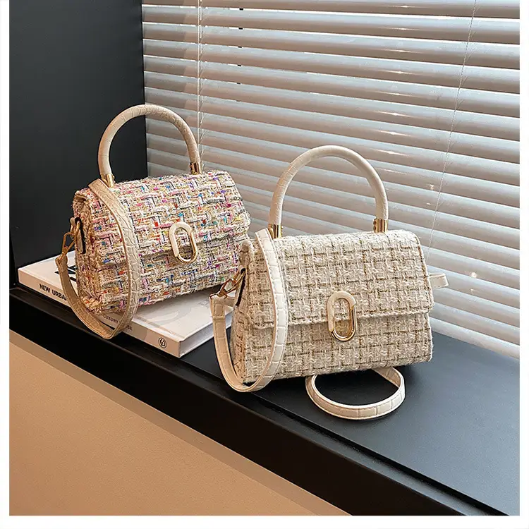 New Crossbody Niche Portable Temperament Wild Fashion Shoulder Baguette Woolen Small Square Women's Bag