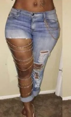 Women's Fashion Casual Simple Ripped Jeans Light Blue - Shop at LoveMi