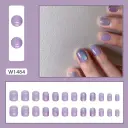 Dazzling Aurora Fake Nails Blooming Manicure Short 24 Pieces view 3