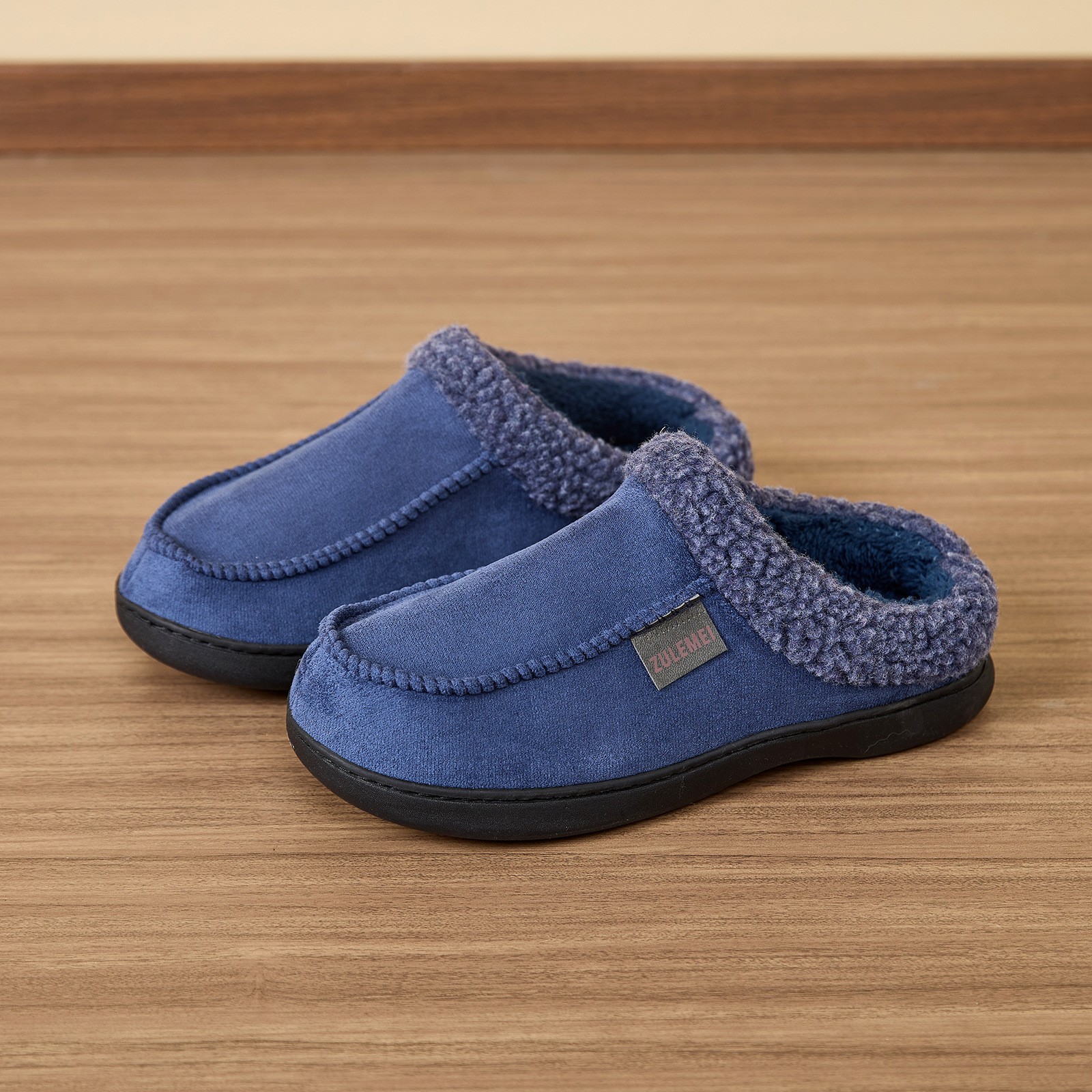 Household Winter Men's Warm Plush Fleece-Lined Thickened Non-slip Cotton Slippers - Image 5