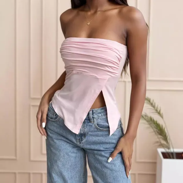 Tube Top Outer Wear Summer Sleeveless Vest Female Irregular Tank top Lotus Root Color - Shop at LoveMi