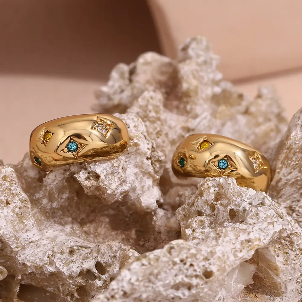 Fashion Star Zircon Moon Earrings