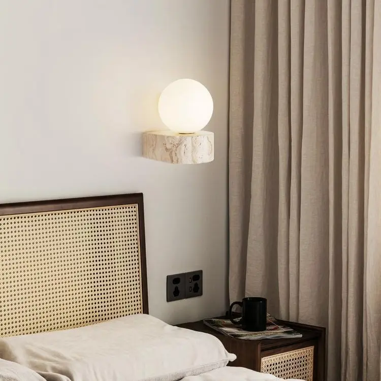 Yellow Cave Stone Cream Style Bedroom Bedside