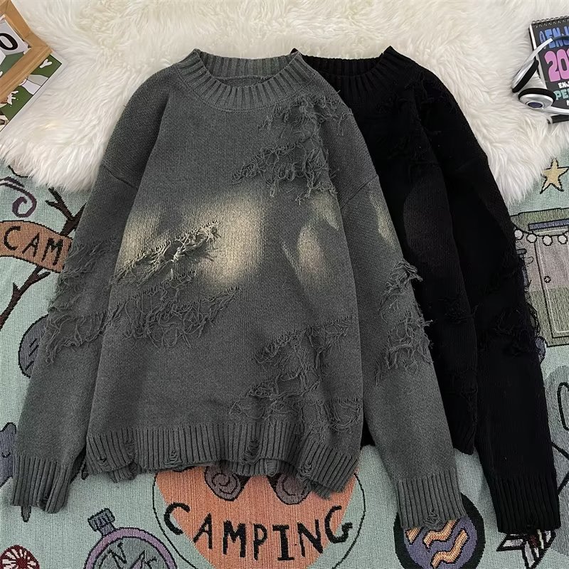 Tasseled Crewneck Knitted Pullover