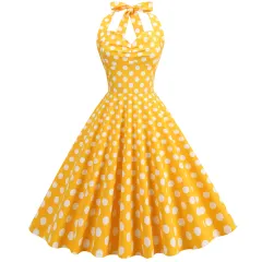 Slim-fit Corset Tie-waist Court Ball Gown Dress - Yellow - View 1