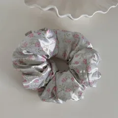 Floral Pillow Hair Ring High Elasticity - Pink Green - View 1