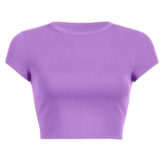 European And American DIY Summer Y2g Short sleeved Women's T shirt Purple - Shop at LoveMi