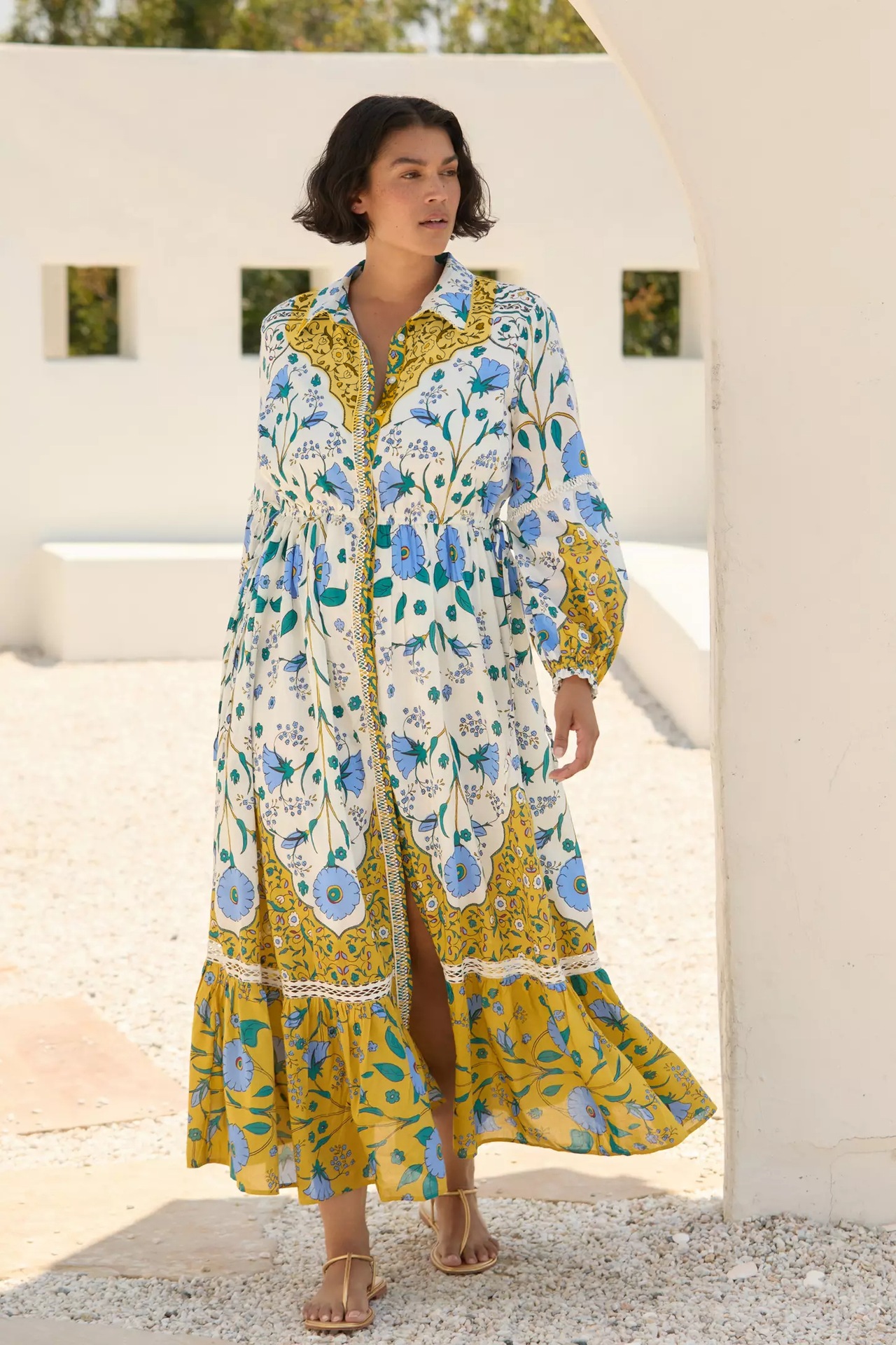 Floral Print Long-Sleeved Shirt Dress, picture 7 of 8