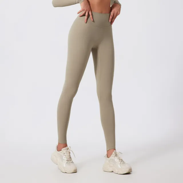 Women's Fashion Individual Breathable Yoga Leggings Sand Color - Shop at LoveMi